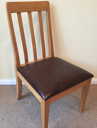 Contemporary Slat Back Chair with Leather Seat